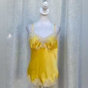 Express Design Studio canary yellow floral lace silk camisole top